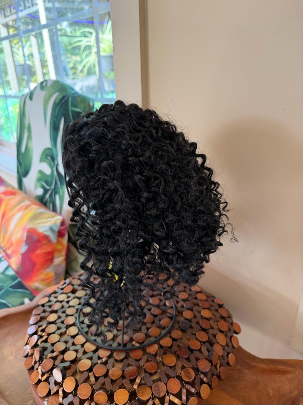 New Black Bouncy Kinky Jerry Curl headband wig Short Medium Length 10” wig caps
